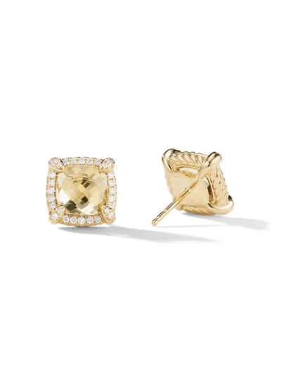 David Yurman 18kt Yellow Gold Chatelaine Citrine And Diamond Stud Earrings (8mm) In 88accdi