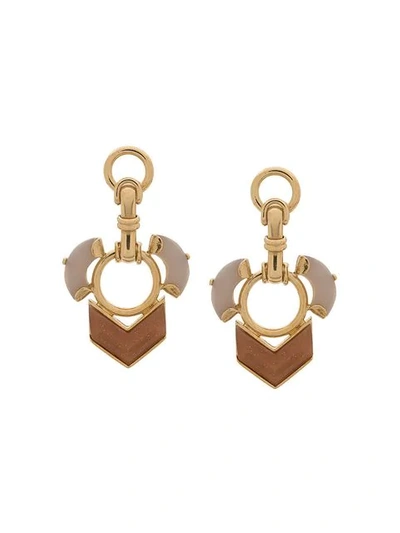 Shop Wouters & Hendrix Sunstone And Grey Agate Earrings In Gold
