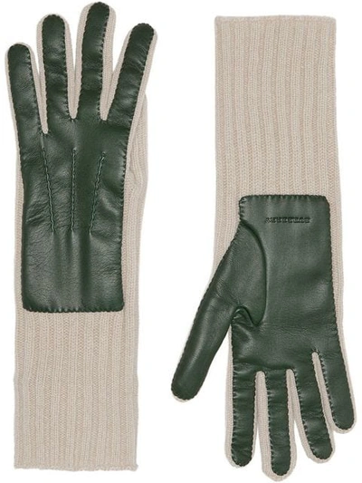 Shop Burberry Cashmere And Lambskin Gloves - Green