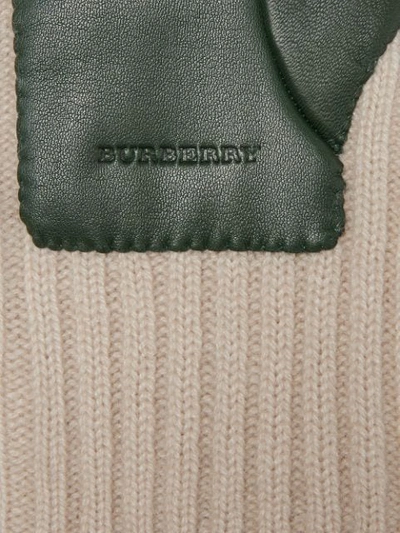 Shop Burberry Cashmere And Lambskin Gloves - Green