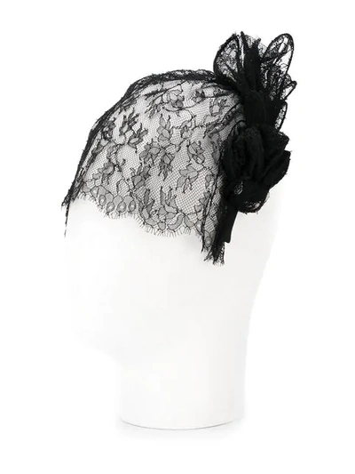 Shop Maison Michel Lace Veil Headband In Black