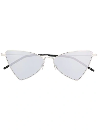 Shop Saint Laurent New Wave Triangle-frame Sunglasses In Silver