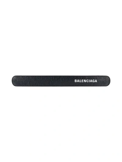 Shop Balenciaga Branded Wristband In Black
