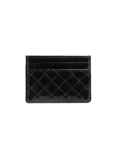 Shop Gucci Leather Card Case With Double G In Black