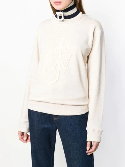 Shop Jw Anderson Zipped Neckband In White