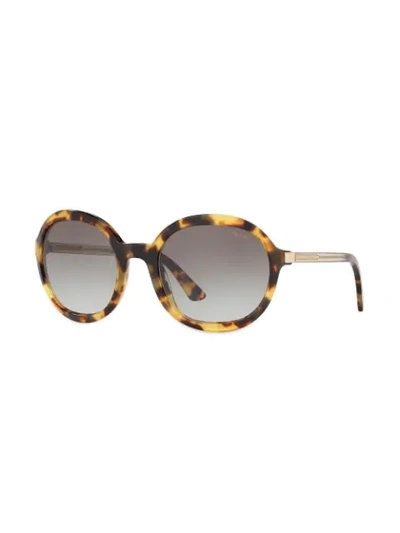 Shop Prada Heritage Round Frame Sunglasses In Black