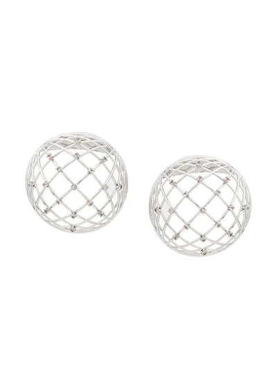 Shop Y/project Embellished Ball Earrinngs In Silver