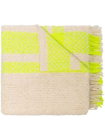 Shop Aessai Beige And Neon Yellow Grace Merino Wool And Linen Blanket - Neutrals