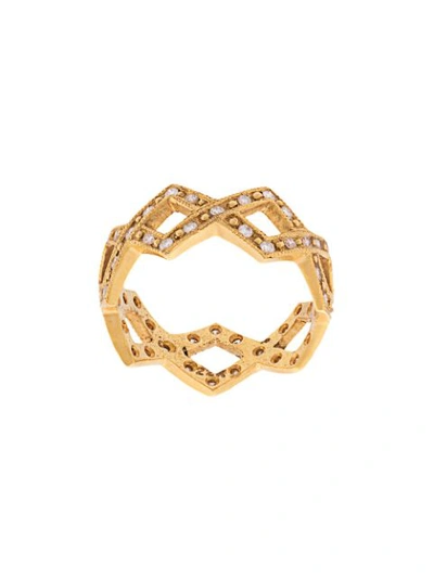 Shop Cathy Waterman 22kt Gold And Diamond Braided Ring In Metallic