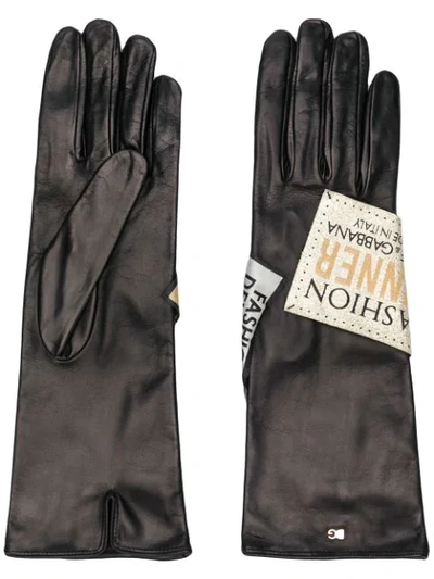 Shop Dolce & Gabbana Logo Patch Long Gloves In Black