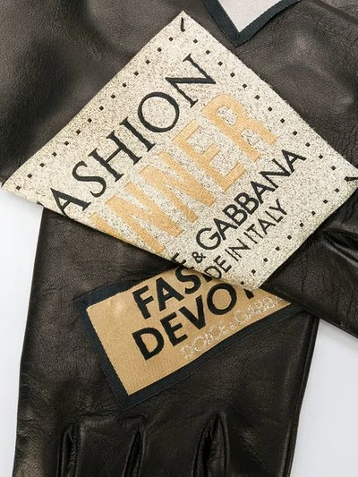 Shop Dolce & Gabbana Logo Patch Long Gloves In Black