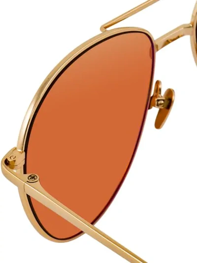 Shop Linda Farrow 482 C8 Aviator Sunglasses In Metallic