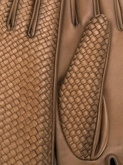 Shop Agnelle Woven Effect Gloves In Taupe Patine