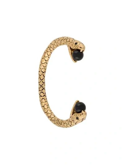 Shop Saint Laurent Serpent Cuff Bracelet In Metallic