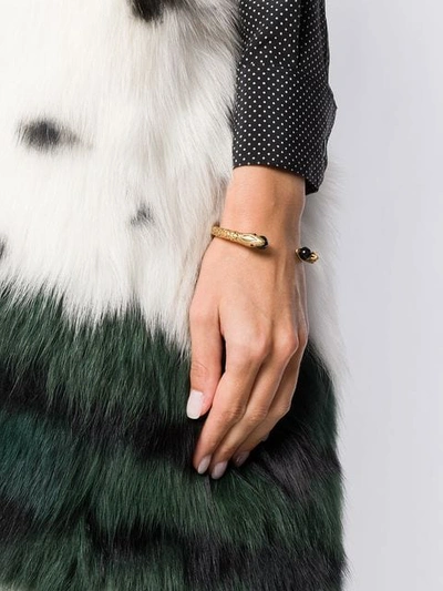 Shop Saint Laurent Serpent Cuff Bracelet In Metallic