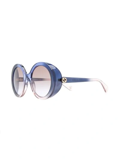 Shop Gucci Oversized Round Frame Sunglasses In Blue