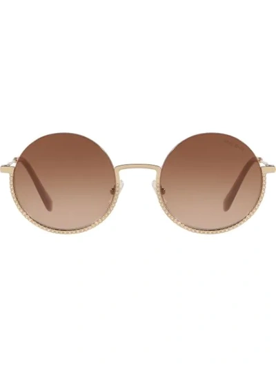 Shop Miu Miu Société Sunglasses In Gold