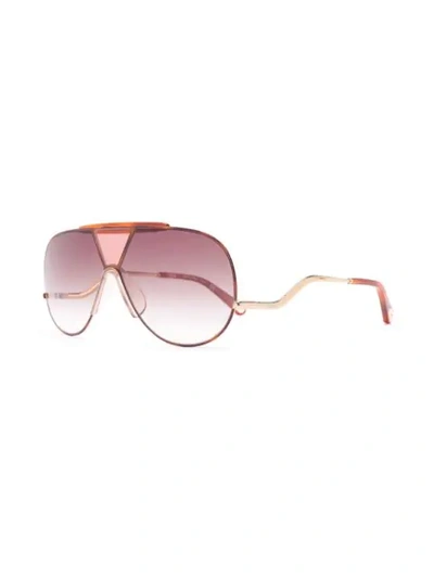 Shop Chloé Tortoiseshell Aviator-frame Sunglasses In Brown