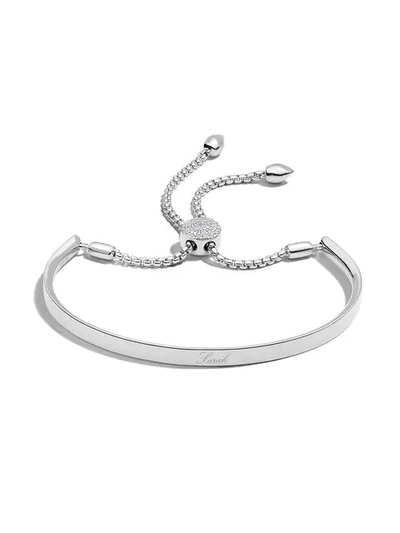 Shop Monica Vinader Fiji Diamond Toggle Bracelet In Silver
