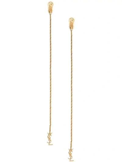 Shop Saint Laurent Opyum Monogram Clip-on Earrings In Gold