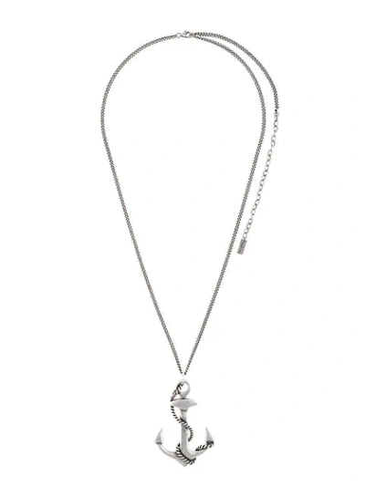 Shop Saint Laurent Anchor Pendant Necklace In Metallic