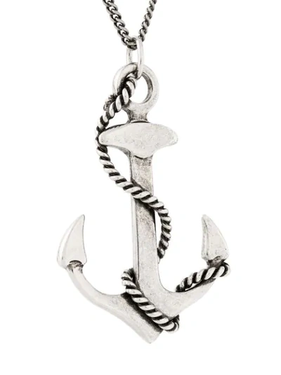 Shop Saint Laurent Anchor Pendant Necklace In Metallic