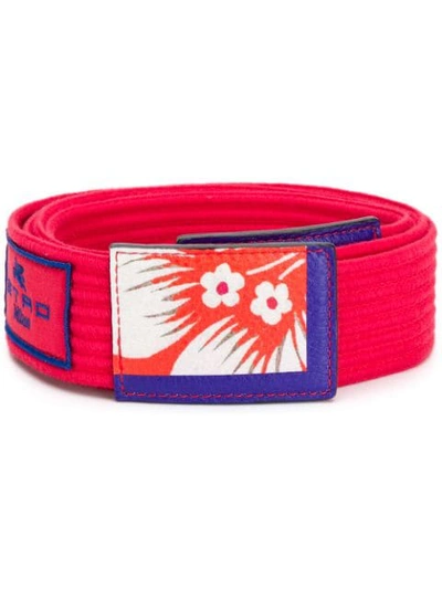 Shop Etro Printed Woven Belt In Red