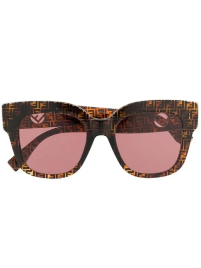 Shop Fendi Oversized Sunglasses In Brown