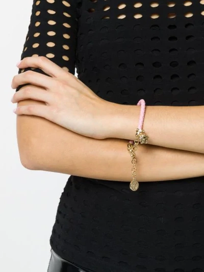 Shop Versace Woven Medusa Bracelet In Pink