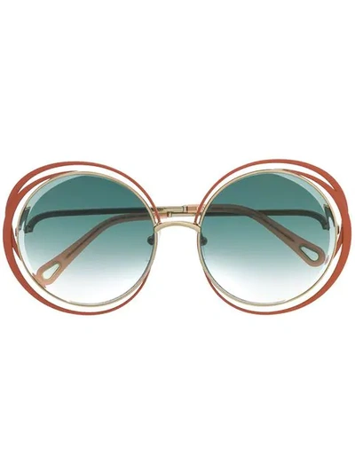 Shop Chloé Carlina Round-frame Sunglasses In Neutrals