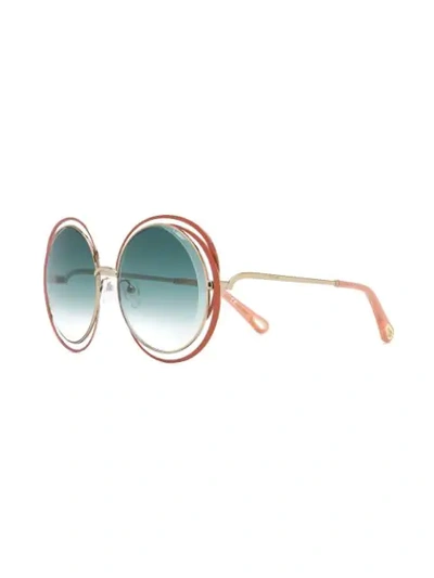 Shop Chloé Carlina Round-frame Sunglasses In Neutrals