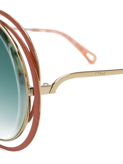 Shop Chloé Carlina Round-frame Sunglasses In Neutrals