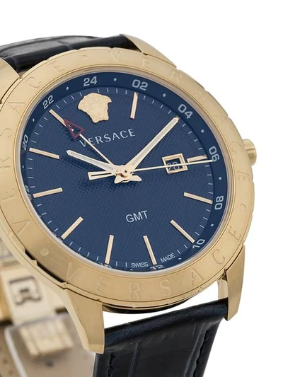 Shop Versace Business Slim Watch In Blue