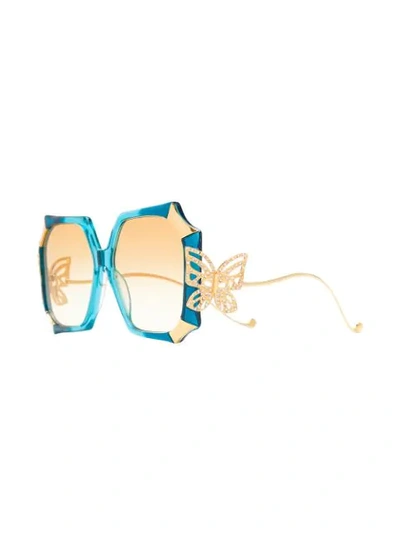 Shop Anna-karin Karlsson Butterfly Embellished Sunglasses In Blue