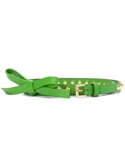 Shop Prada Studded Thin Belt In Green