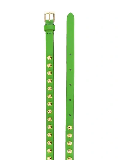 Shop Prada Studded Thin Belt In Green