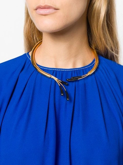 Shop Marni Enamel Detail Necklace In Metallic