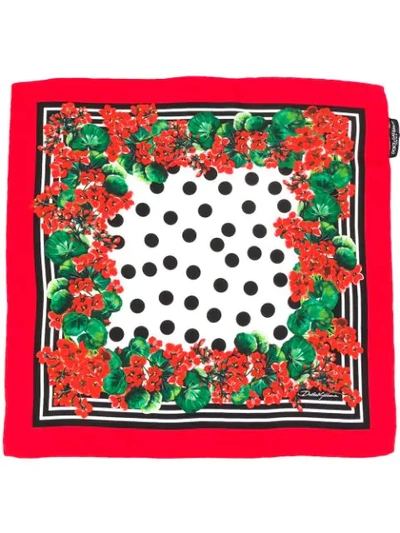 Shop Dolce & Gabbana Floral Print Scarf In Red