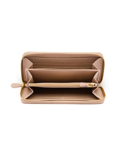 Prada Saffiano Leather Logo Plaque Wallet In Pink
