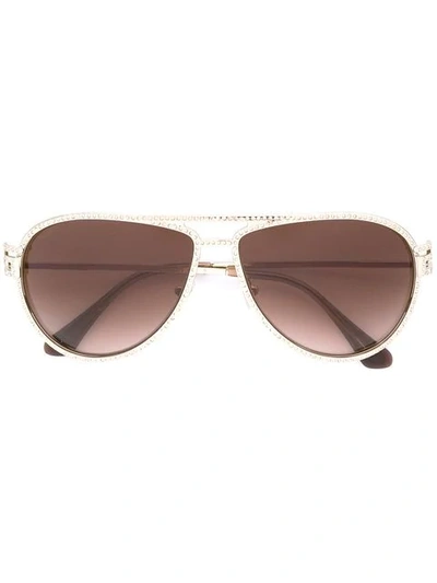 Shop Versace Greca Stars Sunglasses In Metallic