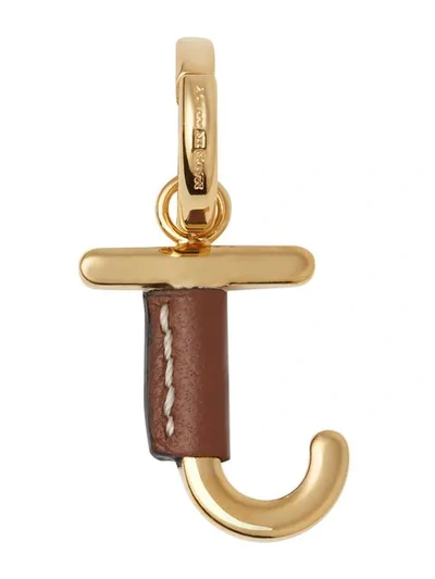 Shop Burberry Leather-wrapped ‘j' Alphabet Charm In Gold