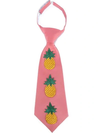 Shop Gucci Multicoloured Embroidered Pineapple Silk-blend Tie