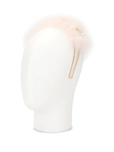 Shop Dolce & Gabbana Feather And Flower Headband In White
