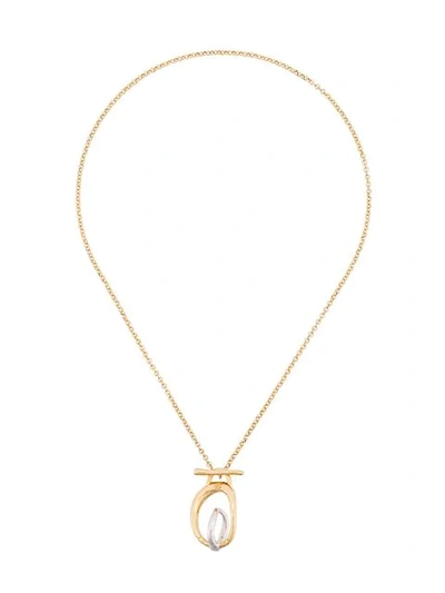 Shop Charlotte Chesnais Turtle Necklace In Gold