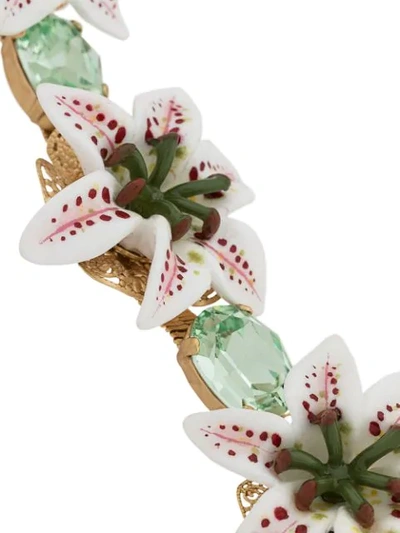 Shop Dolce & Gabbana Flower Embellished Bracelet In Green