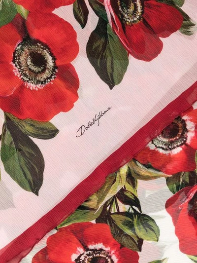 Shop Dolce & Gabbana Floral Embroidered Scarf In Red