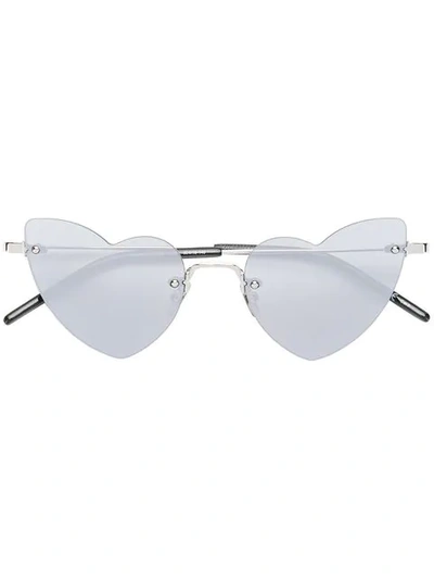 Shop Saint Laurent New Wave Loulou 254 Sunglasses In 8100 Silver