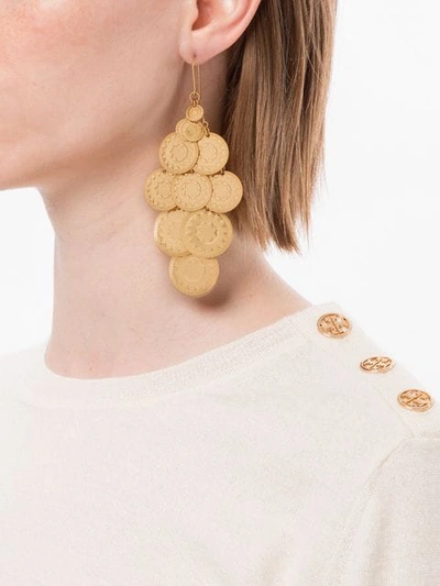 Shop Tory Burch Coin Chandelier Earrings In Gold