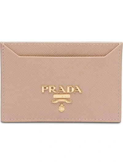 Shop Prada Logo Cardholder In F0236 Powder Pink