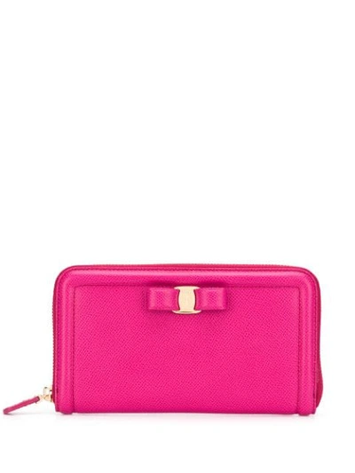 Shop Ferragamo Vara Bow Wallet In Pink